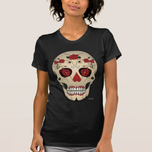 Sugar Skull Rote Rose Day of the Dead Tshirt