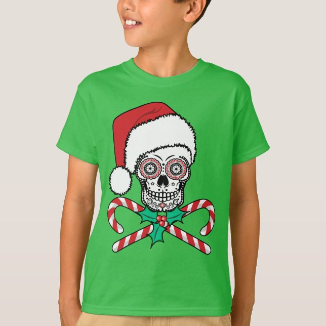 Sugar Skull Santa T-Shirt (Vorderseite)