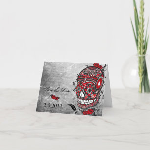 Sugar Skull Save the Date Wedding Notecard Karte