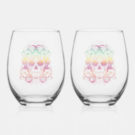 Sugar Skull Schöne La Catrina Tag der Toten Weinglas Ohne Stiel