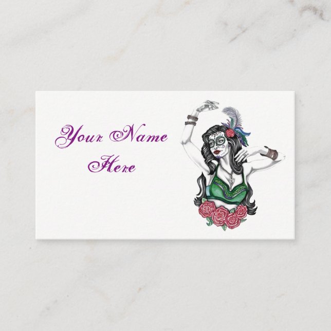 Sugar Skull Sinti und Roma Business Card Visitenkarte (Vorderseite)