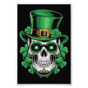 Sugar Skull St Patrick Day Lucky Kleeblatt Fotodruck