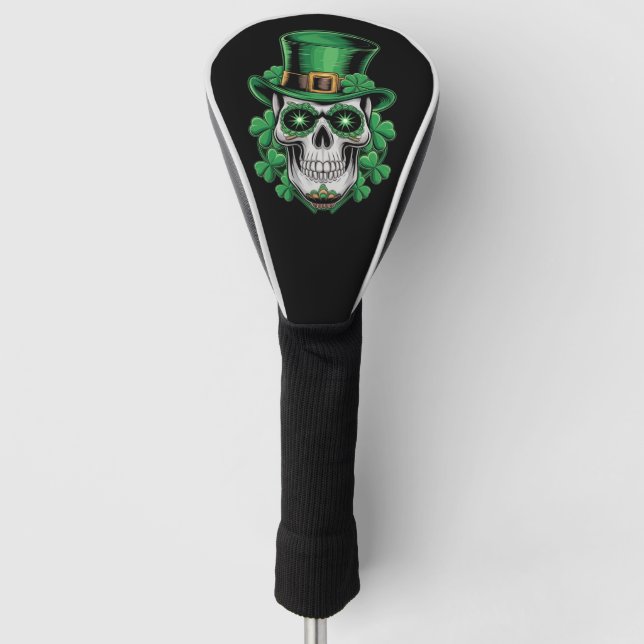 Sugar Skull St Patrick Day Lucky Kleeblatt Golf Headcover (Vorderseite)