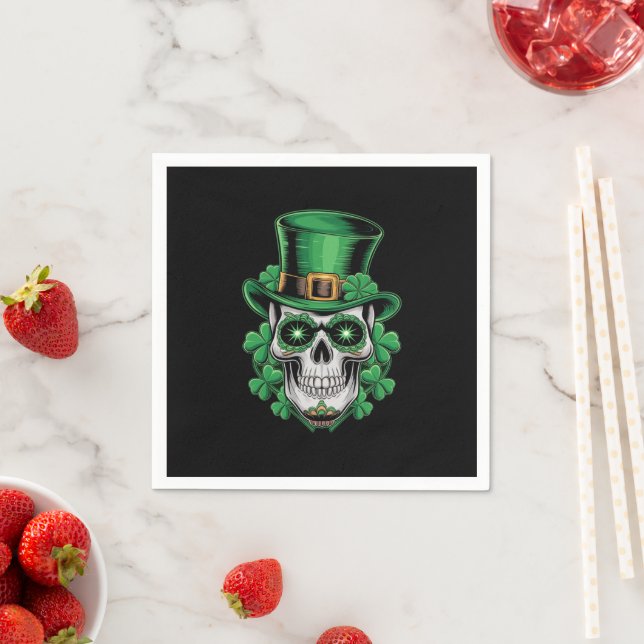 Sugar Skull St Patrick Day Lucky Kleeblatt Serviette (Beispiel)