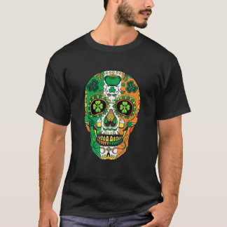 Sugar Skull St Patrick Lucky Kleeblatt Floral Men  T-Shirt