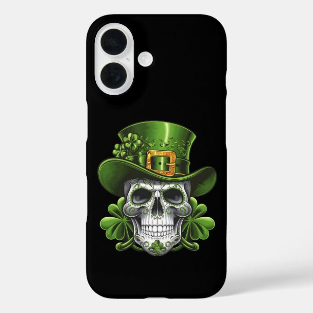 Sugar Skull St Patrick's Day Kleeblatt Case-Mate iPhone Hülle (Rückseite)