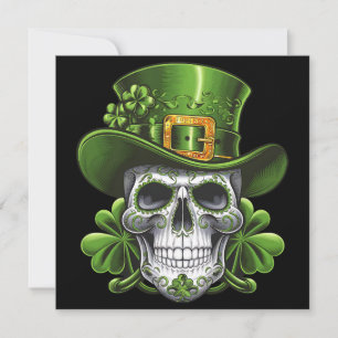 Sugar Skull St Patrick's Day Kleeblatt Einladung