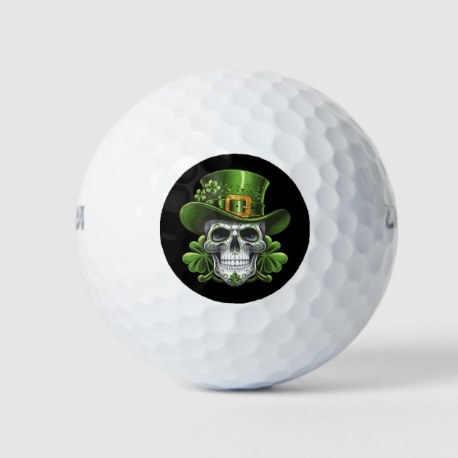 Sugar Skull St Patrick's Day Kleeblatt Golfball (Vorderseite)