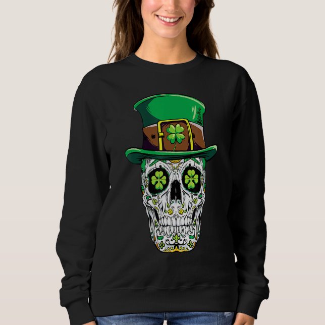 Sugar Skull St Patricks Day Of The Dead Women Men  Sweatshirt (Vorderseite)