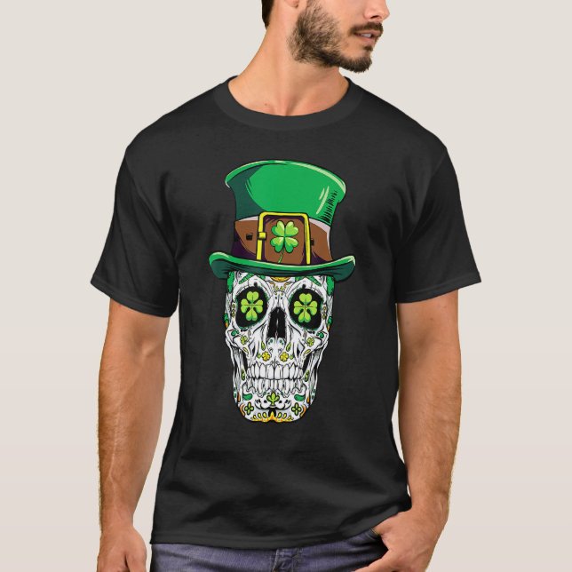 Sugar Skull St Patricks Day Of The Dead Women Men  T-Shirt (Vorderseite)