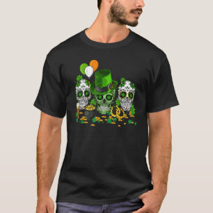 Sugar Skull St Patricks Tag der toten Frauen Männe T-Shirt