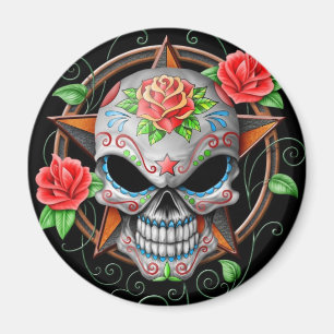 Sugar Skull Star, schwarz Magnet