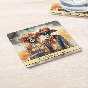 Sugar Skull Sweetheart, individuell Rechteckiger Pappuntersetzer