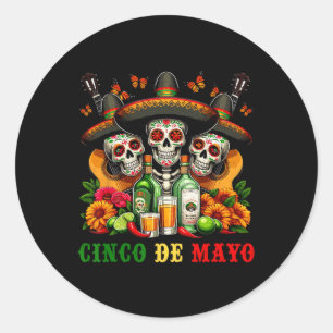 Sugar Skull Tequila Cinco De Mayo Mexican Fiesta C Runder Aufkleber