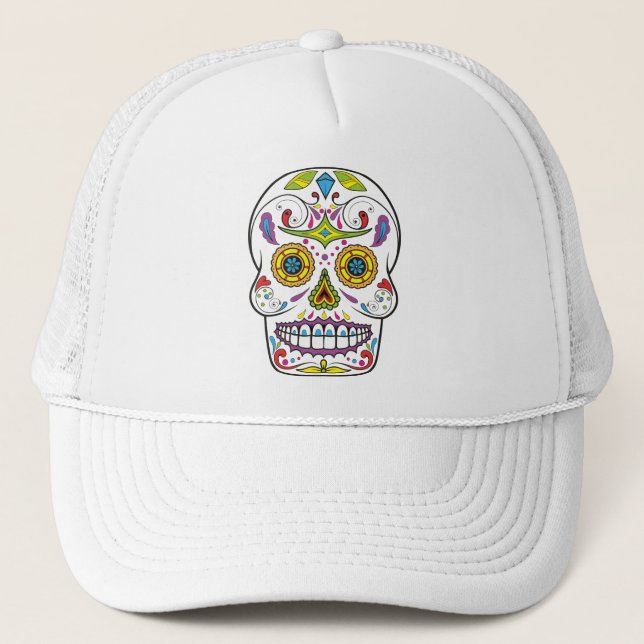 Sugar Skull Trucker Hat Truckerkappe (Vorderseite)