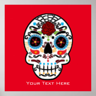 Sugar Skull Wasserfarbe mexikanische Wall Art Prin Poster