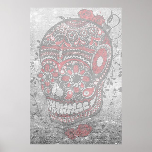 Sugar Skull Wedding Guest Signature Poster (Vorne)
