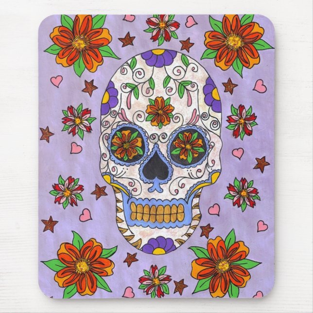 Sugar Skull with Marigolds Mousepad (Vorne)