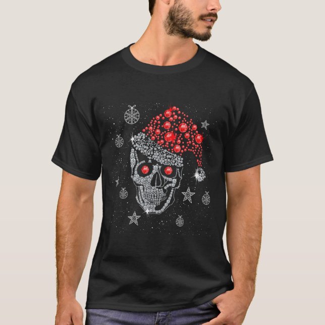Sugar Skull With Santa Hat Tee Christmas Pajama Xm (Vorderseite)