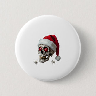 Sugar Skull with Santa Hat Tee Christmas Pajama Xm Button