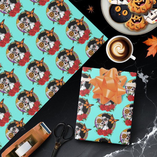Sugar Skulls Art Nouveau Geschenkpapier (Von Creator hochgeladen)