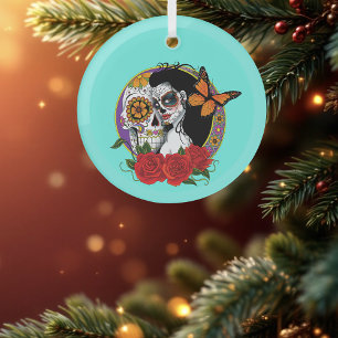 Sugar Skulls Art Nouveau Ornament Aus Glas
