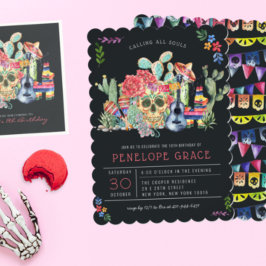 Sugar Skulls Day of the Dead Birthday Party Einladung