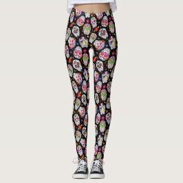 Sugar Skulls Day of the Dead Pop Fashion Leggings