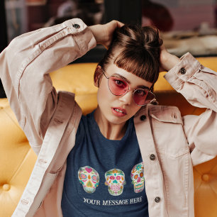 Sugar Skulls Dia de Los Muertos Custom Tri-Blend Shirt