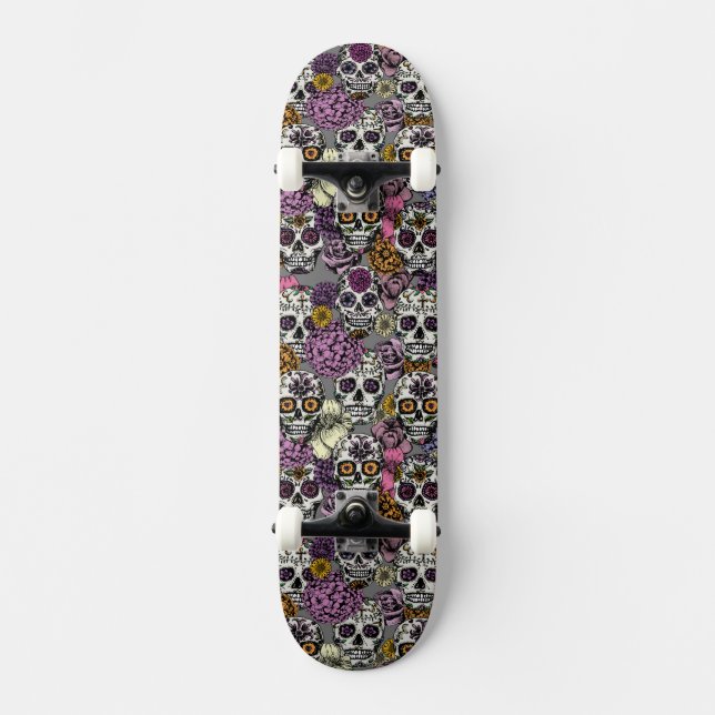 Sugar Skulls Dia de los Muertos Skateboard Deck (Vorderseite)