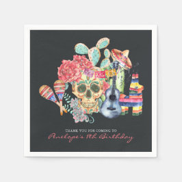 Sugar Skulls Día de los Muertos Theme Serviette