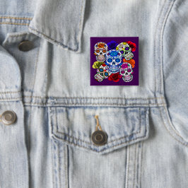Sugar Skulls Farbenfrohe Rose Cinco Alle Soule Button