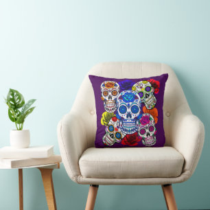 Sugar Skulls Farbenfrohe Rose Cinco Alle Soule Kissen