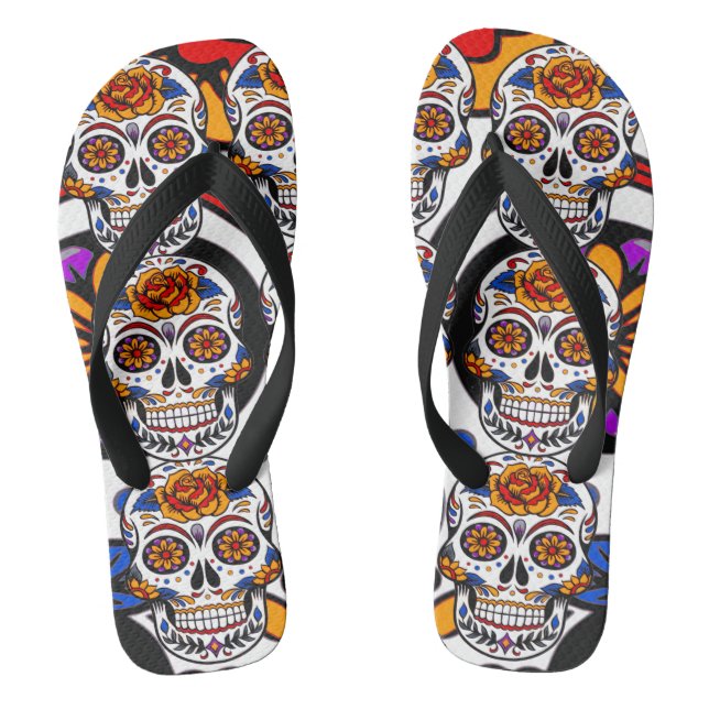 Sugar Skulls Holidays Muster Flip Flops (Fußbett)