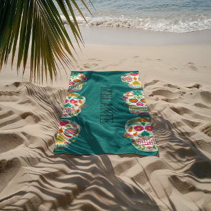 Sugar Skulls Illustration Personalisiert Strandtuch