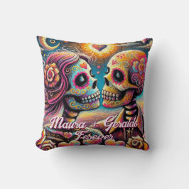 Sugar Skulls in Love Chalk Pastel Personalized Kissen