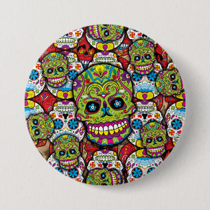 Sugar Skulls Pattern Button