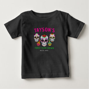Sugar Skulls Tag 1 Geburtstag Party Colorful Día Baby T-shirt