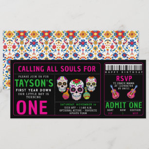 Sugar Skulls Tag 1 Geburtstag Party Colorful Día Einladung