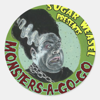 Sugar Weasel präsentiert Monsters-A-Go-Go Runder Aufkleber
