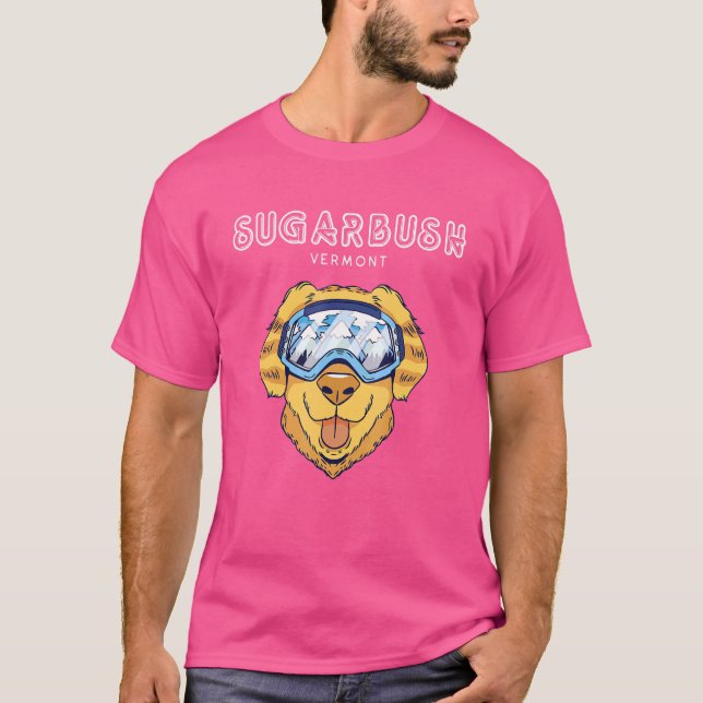 Sugarbush Vermont - Funny Dog Ski Googles T-Shirt (Vorderseite)