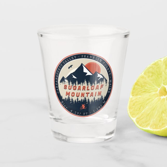 Sugarloaf Maine Berg Retro Vintager 60er Ski Schnapsglas (Vorderseite)