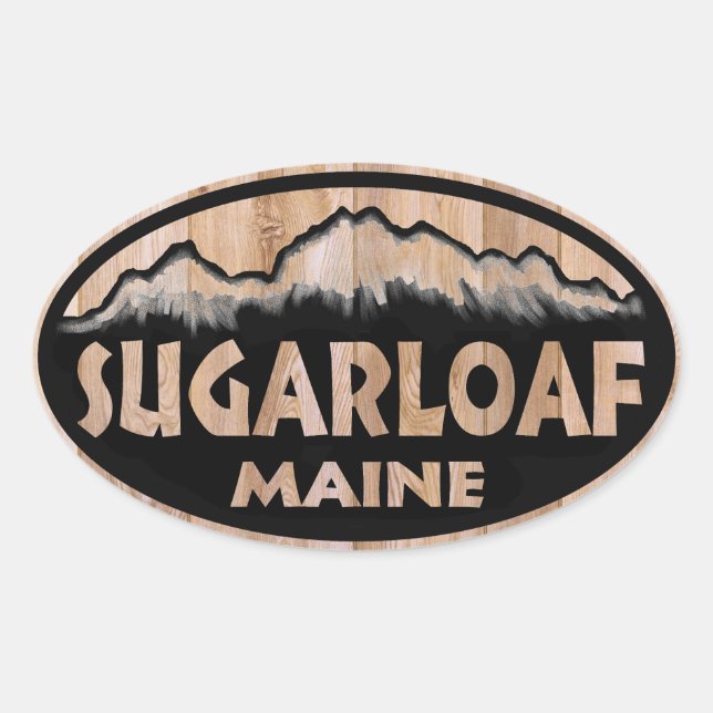 Sugarloaf Maine Oval Aufkleber aus Holz (Vorderseite)
