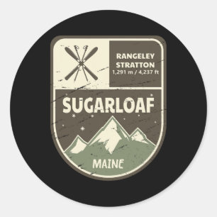 Sugarloaf Maine Skifahren Vintage Runder Aufkleber