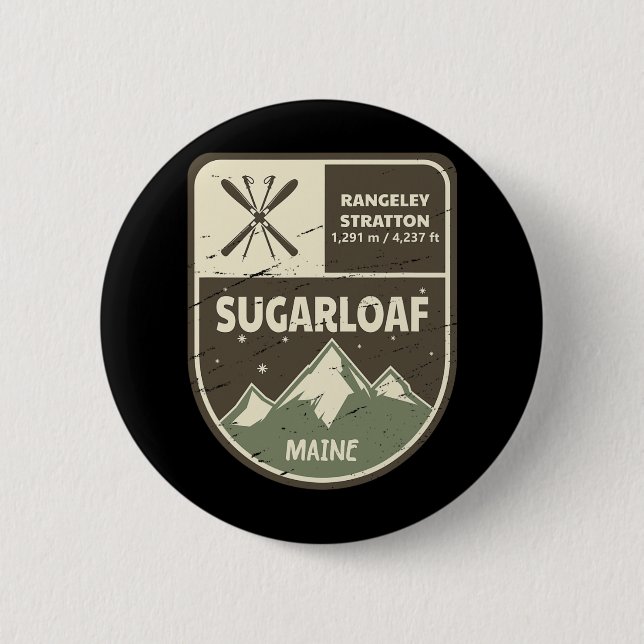 Sugarloaf Maine Skiing Vintag Button (Vorderseite)