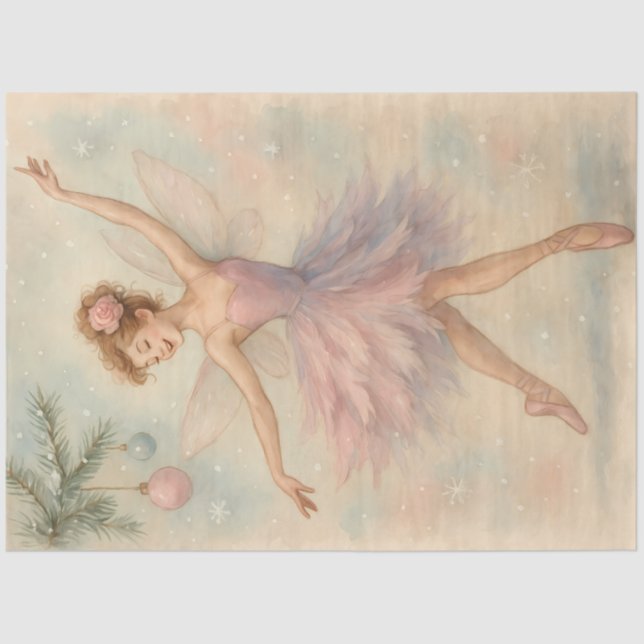 Sugarplum Fairy Pastel Weihnachtsballett Decoupage Seidenpapier (Vorderseite)