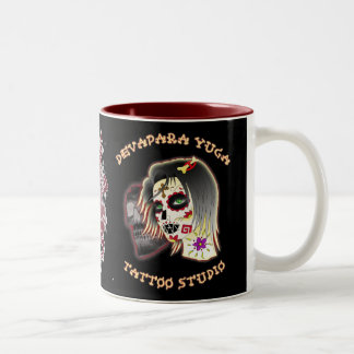 sugarskull lady, sugar skull deva, schwert herz zweifarbige tasse