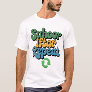 Suhoor Iftar Wiederholung Faux Häkelarbeit PNG Ram T-Shirt