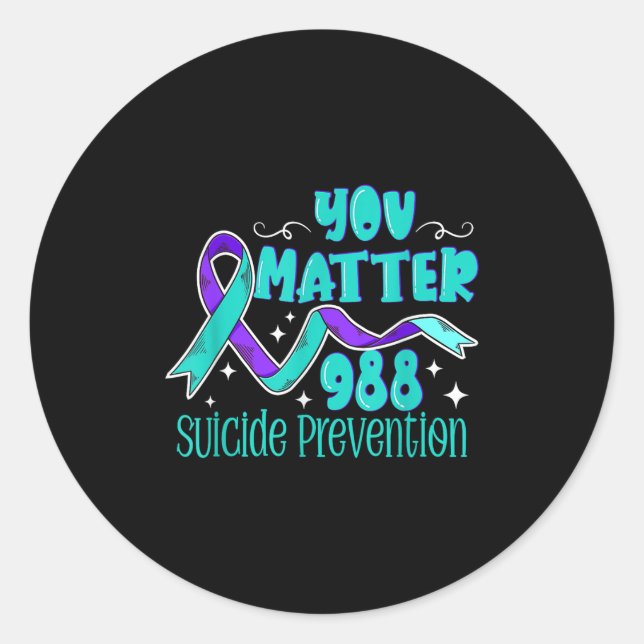 Suicide Awareness - 988 Shirt - Suicide Prevention Runder Aufkleber (Vorderseite)