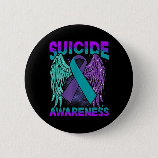 Suicide Awareness Clothing Wings Ribbon Suicide Pr Button (Vorderseite)